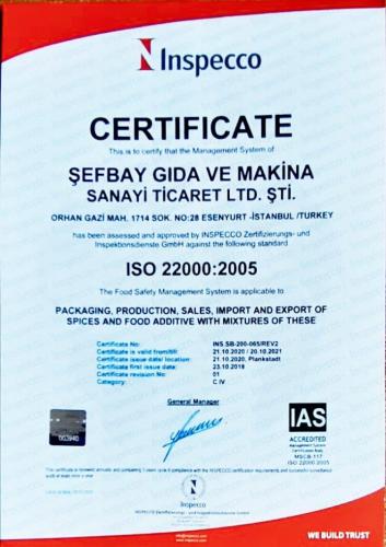 ISO 22000 Sertifikası
